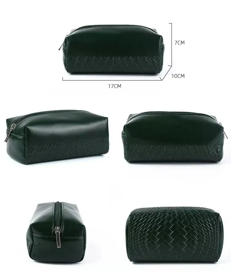 Custom Logo Woven PU Leather Cosmetic Bag for Premium Brand Promotions